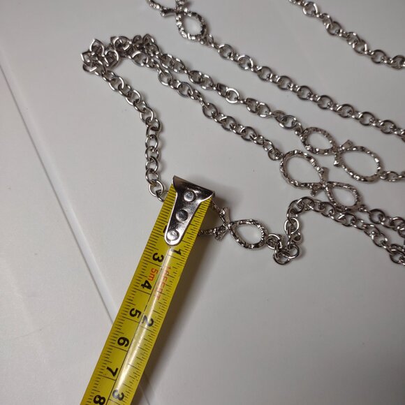 Long 57 Inch Silver Tone Emmons Necklace - Picture 11 of 11